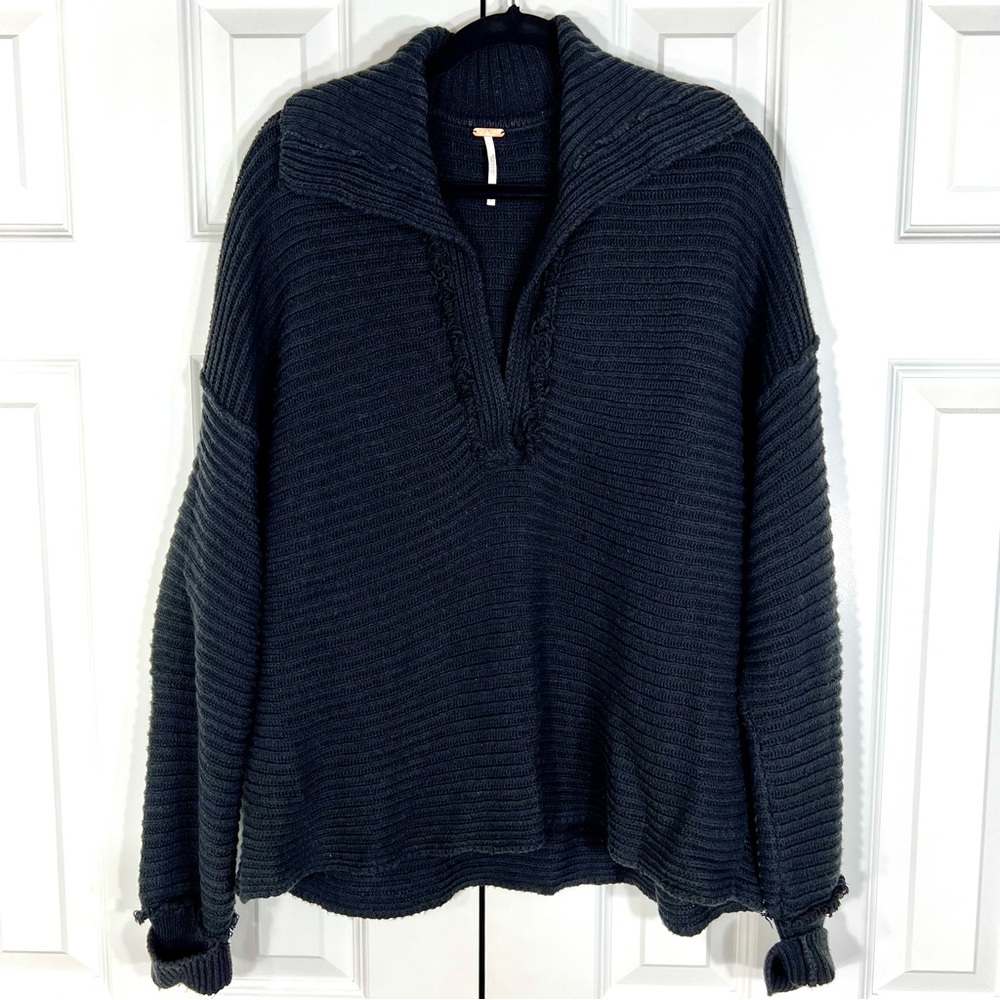 Free People Gray V-Neck Sweater